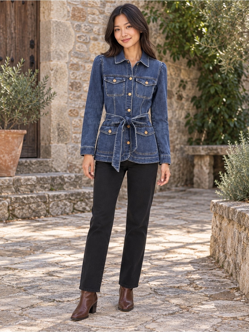 Gap Denim Belted Utility Mini Shirt Dress Dark Wash XS Y2K Western